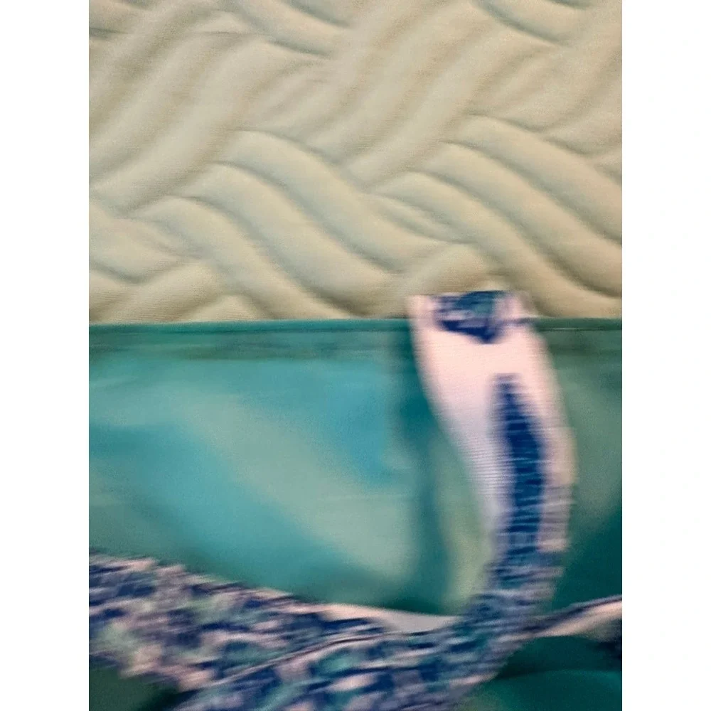 Lilly Pulitzer Estee Lauder Canvas Tote Bag Blue Teal Seashell‎ Print Beach Bag